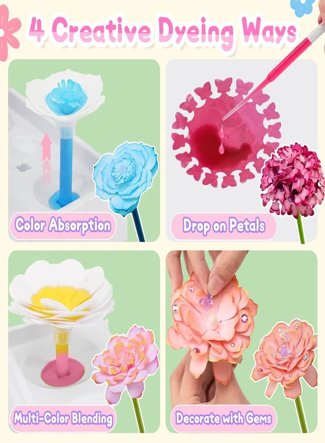Crelloci DIY Paper Flower Craft Kit for Kids - Color Mixing STEM Art Toy with Flower Molds, Dropper Painting & Bouquet Display - Educational Gift for Girls Ages 6-12 - Image 4